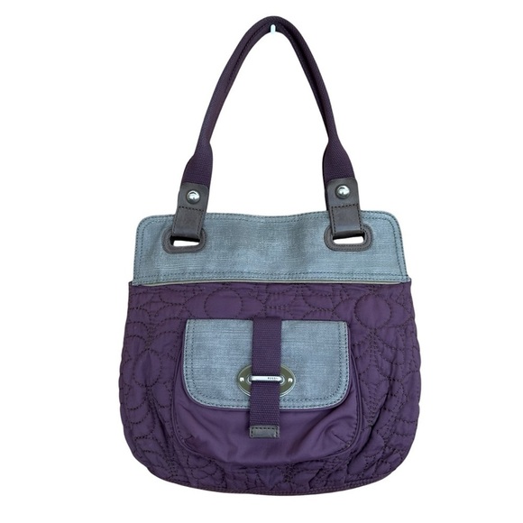 Fossil Purple Quilted Tote Satchel Handbag - Picture 1 of 8